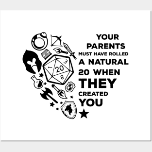Roleplaying RPG Valentines Day Anniversary D20 Couple Gift Posters and Art